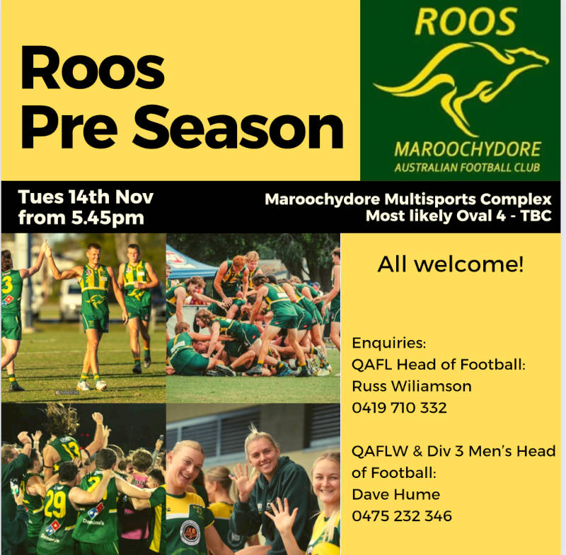 Roos News : Roos Pre-Season Dates